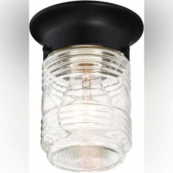 Design House 587220 Jelly Jar 1-Light Outdoor Flush Mount Ceiling Light - Picture 1 of 3